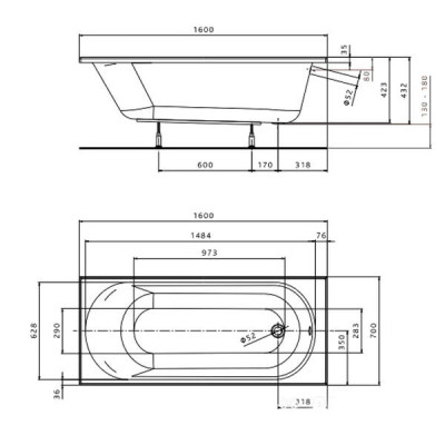 Ванна акрилова Kolo Opal Plus XWP136000N 160х70 см Ванна акрилова Kolo Opal Plus XWP136000N 160х70 см