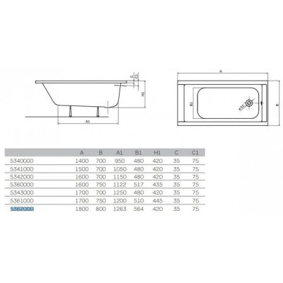 Ванна акрилова Kolo Supero 5362000 180x80 см з ніжками SN14 Ванна акрилова Kolo Supero 5362000 180x80 см з ніжками SN14