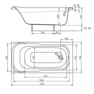 Ванна акрилова Kolo Sensa XWP354000N 140х70 см
