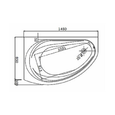 Ванна акрилова Kolo Supero 5534000 145x85 см ліва з ніжками SN14