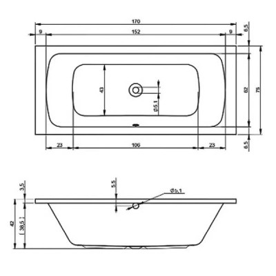 Ванна акрилова Devit Comfort 17075345 170x75 см біла з ніжками 207093 Ванна акрилова Devit Comfort 17075345 170x75 см біла з ніжками 207093