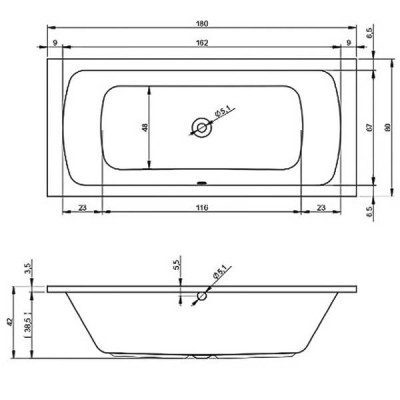 Ванна акрилова Devit Comfort 18080345 180x80 см біла з ніжками 207093