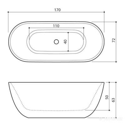 Ванна зі штучного каменю Balteco Soul HALO 170x72 см Ванна зі штучного каменю Balteco Soul HALO 170x72 см