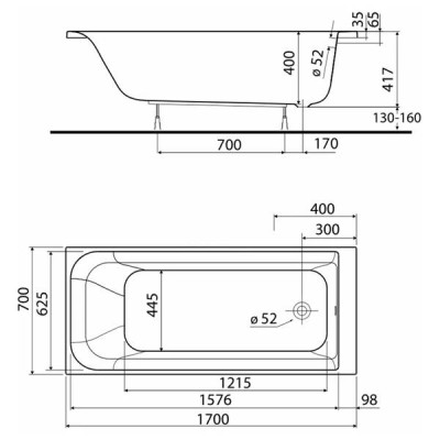 Ванна акрилова Kolo Rekord XWP3677000N 170x70 см Ванна акрилова Kolo Rekord XWP3677000N 170x70 см