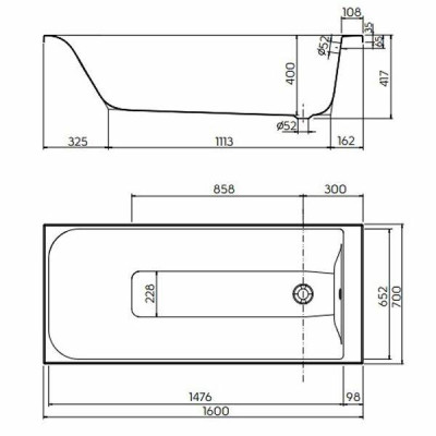 Ванна акрилова Kolo Rekord XWP3660000N 160x70 см