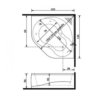 Ванна акрилова Treesse Aurora V5421 120х120 см Ванна акрилова Treesse Aurora V5421 120х120 см