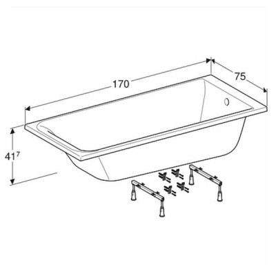 Ванна акрилова Kolo Rekord XWP3670000N 170x75 см, біла, без ніжок