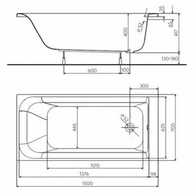 Ванна акрилова Kolo Rekord XWP3650000N 150x70 см Ванна акрилова Kolo Rekord XWP3650000N 150x70 см