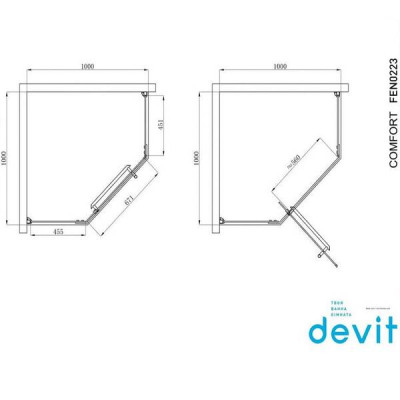 Душова кабіна Devit Comfort FEN0223 100х100 см профіль хром/прозоре скло