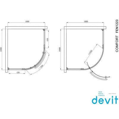 Душова кабіна Devit Comfort FEN1223 100х100 см профіль хром/прозоре скло Душова кабіна Devit Comfort FEN1223 100х100 см профіль хром/прозоре скло