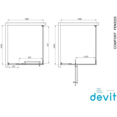 Душова кабіна Devit Comfort FEN2223 100х100 см профіль хром/прозоре скло Душова кабіна Devit Comfort FEN2223 100х100 см профіль хром/прозоре скло