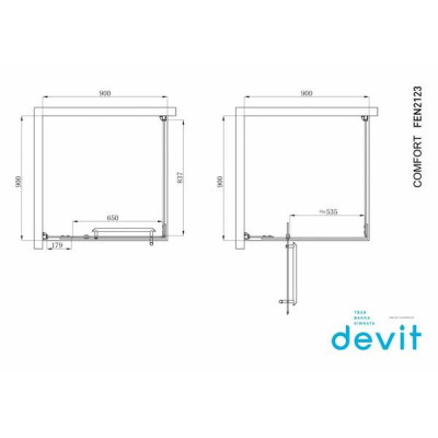 Душова кабіна Devit Comfort FEN2123 90х90 см профіль хром/прозоре скло Душова кабіна Devit Comfort FEN2123 90х90 см профіль хром/прозоре скло