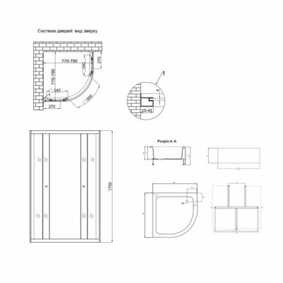 Душова кабіна Lidz Latwa SC80x80.SAT.MID.GR, скло тоноване 4 мм без піддона