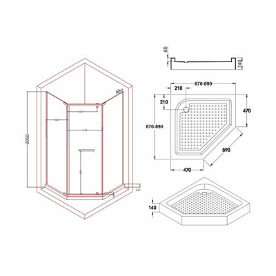 Душевая кабина Lidz Dozorca SC90x90.CRM.LOW.TR, стекло прозрачное 6 мм