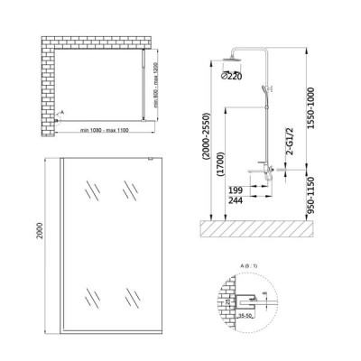 Qtap набор: Стена Walk-in 110 BLM + Душевая система на три потребителя (STDBLM2011C8 + QTJAY111BLM45549) Qtap набор: Стена Walk-in 110 BLM + Душевая система на три потребителя (STDBLM2011C8 + QTJAY111BLM45549)