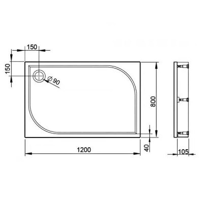 Душовий піддон Devit Universal FTR4112 120х80х13,5 см прямокутний з ніжками, панелю, сифоном