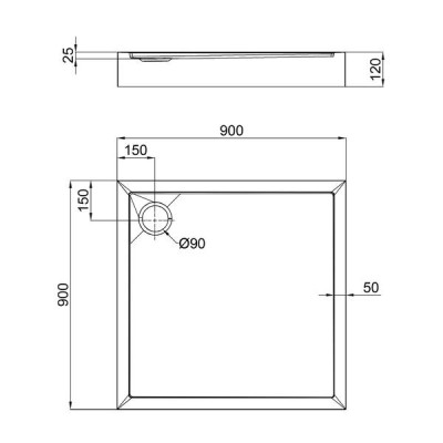 Душовий піддон Qtap Tern 309912C 90x90x12 см + сифон Душовий піддон Qtap Tern 309912C 90x90x12 см + сифон