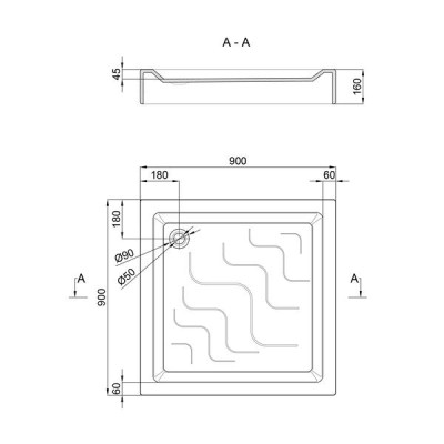 Душовий піддон Lidz Mazur ST90x90x16 Душовий піддон Lidz Mazur ST90x90x16