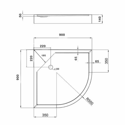 Душовий піддон Kapielka ST90x90x14 низький, напівкруглий, діаметр зливу 52 мм Lidz Душовий піддон Kapielka ST90x90x14 низький, напівкруглий, діаметр зливу 52 мм Lidz