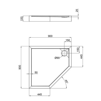 Душевой поддон Qtap Diamond 309912 90x90x12 см + сифон Душевой поддон Qtap Diamond 309912 90x90x12 см + сифон