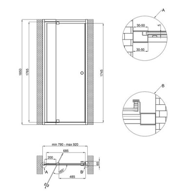 Душові двері в нішу Qtap Pisces WHI208-9.CP5 79-92х185 см, скло Pattern 5 мм Душові двері в нішу Qtap Pisces WHI208-9.CP5 79-92х185 см, скло Pattern 5 мм