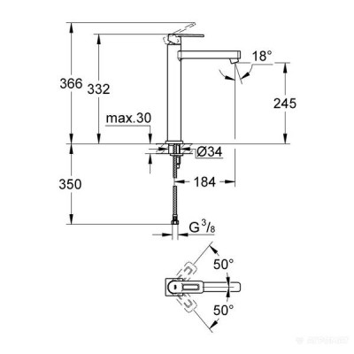Змішувач для раковини Grohe Quadra 23404000 Змішувач для раковини Grohe Quadra 23404000