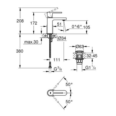 Змішувач для раковини Grohe Plus 33163003 Змішувач для раковини Grohe Plus 33163003