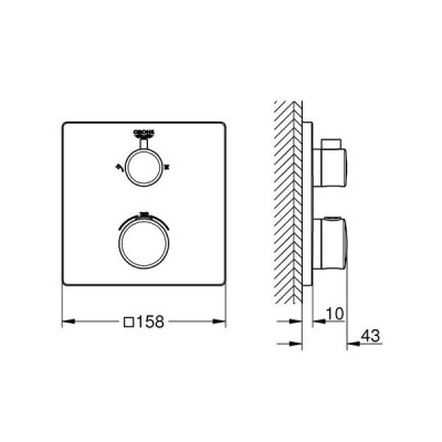 Змішувач прихованого монтажу для душу Grohe Grohtherm Thermostatic 24079000 термостатичний Змішувач прихованого монтажу для душу Grohe Grohtherm Thermostatic 24079000 термостатичний
