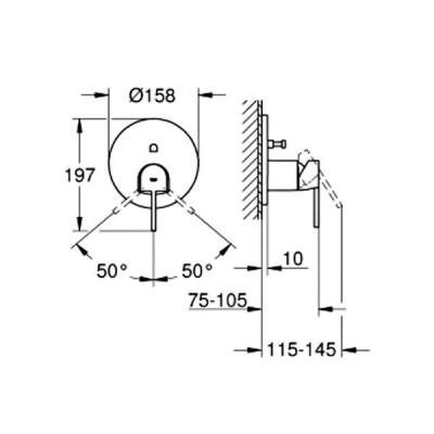Змішувач прихованого монтажу для ванни/душу Grohe Plus 24060003 хром Змішувач прихованого монтажу для ванни/душу Grohe Plus 24060003 хром