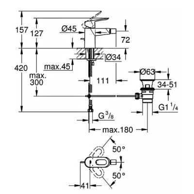 Змішувач для біде Grohe BauLoop 23338000 хром Змішувач для біде Grohe BauLoop 23338000 хром