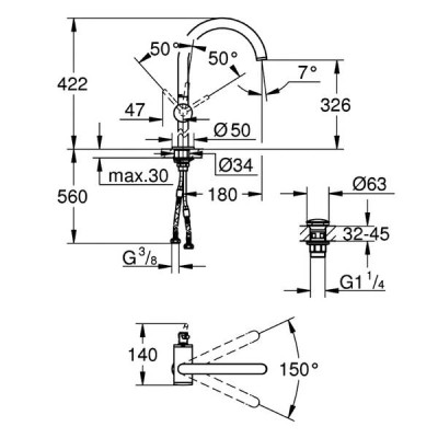 Змішувач для раковини Grohe Atrio 32647003 хром Змішувач для раковини Grohe Atrio 32647003 хром
