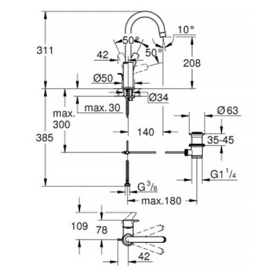 Змішувач для раковини Grohe Eurosmart 23537003 хром Змішувач для раковини Grohe Eurosmart 23537003 хром