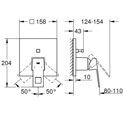 Змішувач прихованого монтажу для ванни/душу Grohe Eurocube 24062DC0 суперсталь Змішувач прихованого монтажу для ванни/душу Grohe Eurocube 24062DC0 суперсталь