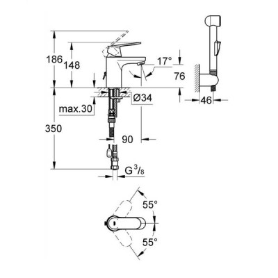 Змішувач для раковини Grohe Eurosmart 23125000 з гігієнічним душем Змішувач для раковини Grohe Eurosmart 23125000 з гігієнічним душем