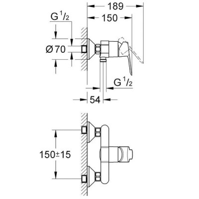 Змішувач для душу Grohe BauEdge 23333000 Змішувач для душу Grohe BauEdge 23333000