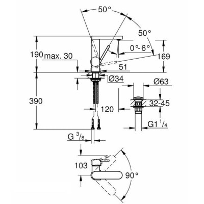 Змішувач для раковини Grohe Plus 23872003 Змішувач для раковини Grohe Plus 23872003