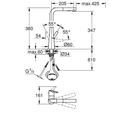 Змішувач для кухні Grohe Zedra 32553002 з висувною лійкою Dua, хром Змішувач для кухні Grohe Zedra 32553002 з висувною лійкою Dua, хром