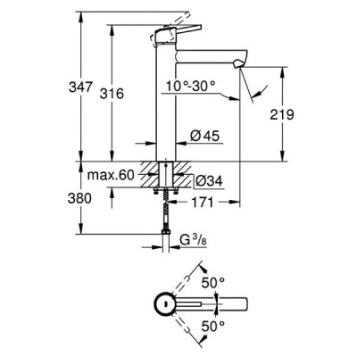 Змішувач для раковини Grohe Concetto 23920001 хром Змішувач для раковини Grohe Concetto 23920001 хром