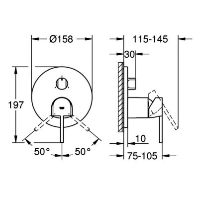 Змішувач прихованого монтажу для ванни/душу Grohe Plus 24093DC3 суперсталь Змішувач прихованого монтажу для ванни/душу Grohe Plus 24093DC3 суперсталь
