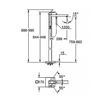 Змішувач для ванни Grohe Eurocube 23672DC1 з ручним душем, суперсталь Змішувач для ванни Grohe Eurocube 23672DC1 з ручним душем, суперсталь