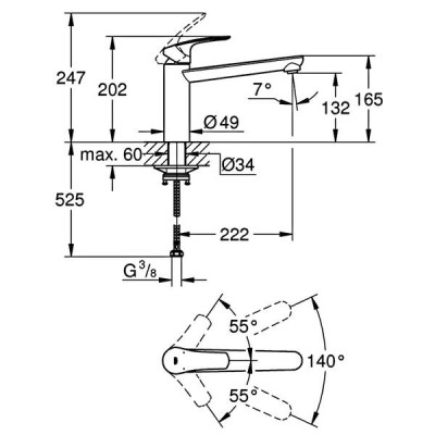 Змішувач для кухні Grohe Eurosmart 304632430 чорний матовий Змішувач для кухні Grohe Eurosmart 304632430 чорний матовий