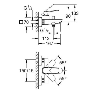 Змішувач для ванни Grohe Cubeo 1018130000 хром Змішувач для ванни Grohe Cubeo 1018130000 хром