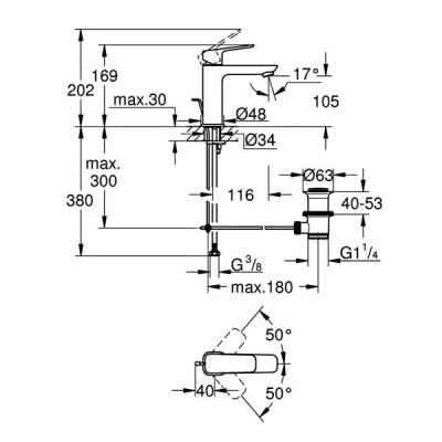 Змішувач для раковини Grohe Cubeo 1017490000 хром