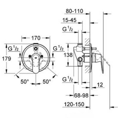 Змішувач прихованого монтажу для ванни/душу Grohe Eurosmart Cosmopolitan 32879000 Змішувач прихованого монтажу для ванни/душу Grohe Eurosmart Cosmopolitan 32879000