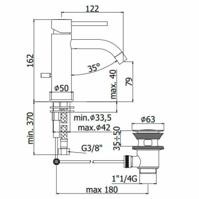 Змішувач для раковини Paffoni LIGHT LIG075NO з донним клапаном, чорний матовий Змішувач для раковини Paffoni LIGHT LIG075NO з донним клапаном, чорний матовий