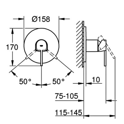 Змішувач прихованого монтажу для душу Grohe Plus 24059DC3 суперсталь