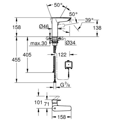Змішувач для раковини Grohe Eurosmart 239752433 з інфрачервоною електронікою, чорний матовий Змішувач для раковини Grohe Eurosmart 239752433 з інфрачервоною електронікою, чорний матовий