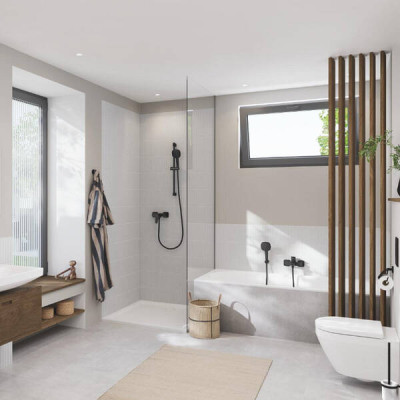 Змішувач для ванни Grohe Cubeo 1018142430 з ручним душем, чорний матовий Змішувач для ванни Grohe Cubeo 1018142430 з ручним душем, чорний матовий