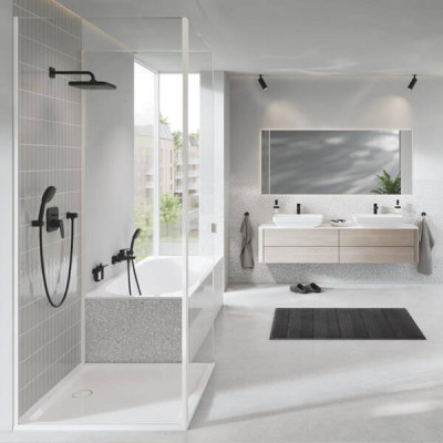 Змішувач для ванни Grohe Cubeo 1018142430 з ручним душем, чорний матовий Змішувач для ванни Grohe Cubeo 1018142430 з ручним душем, чорний матовий