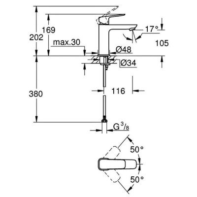 Змішувач для раковини Grohe Cubeo 1017552430 чорний матовий Змішувач для раковини Grohe Cubeo 1017552430 чорний матовий
